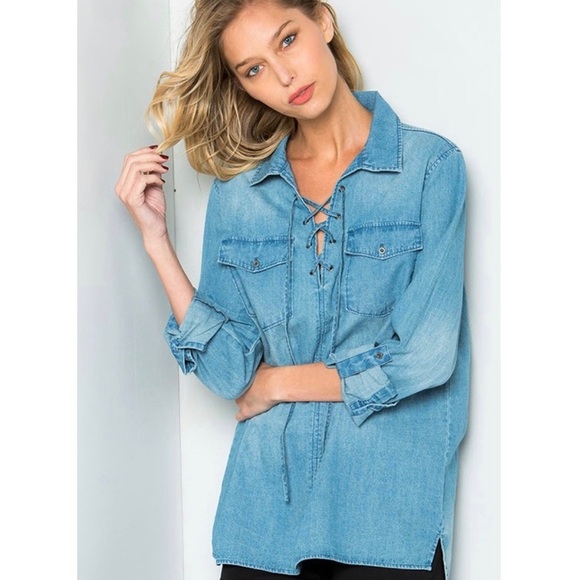 Tops - Long Sleeve Denim Top!